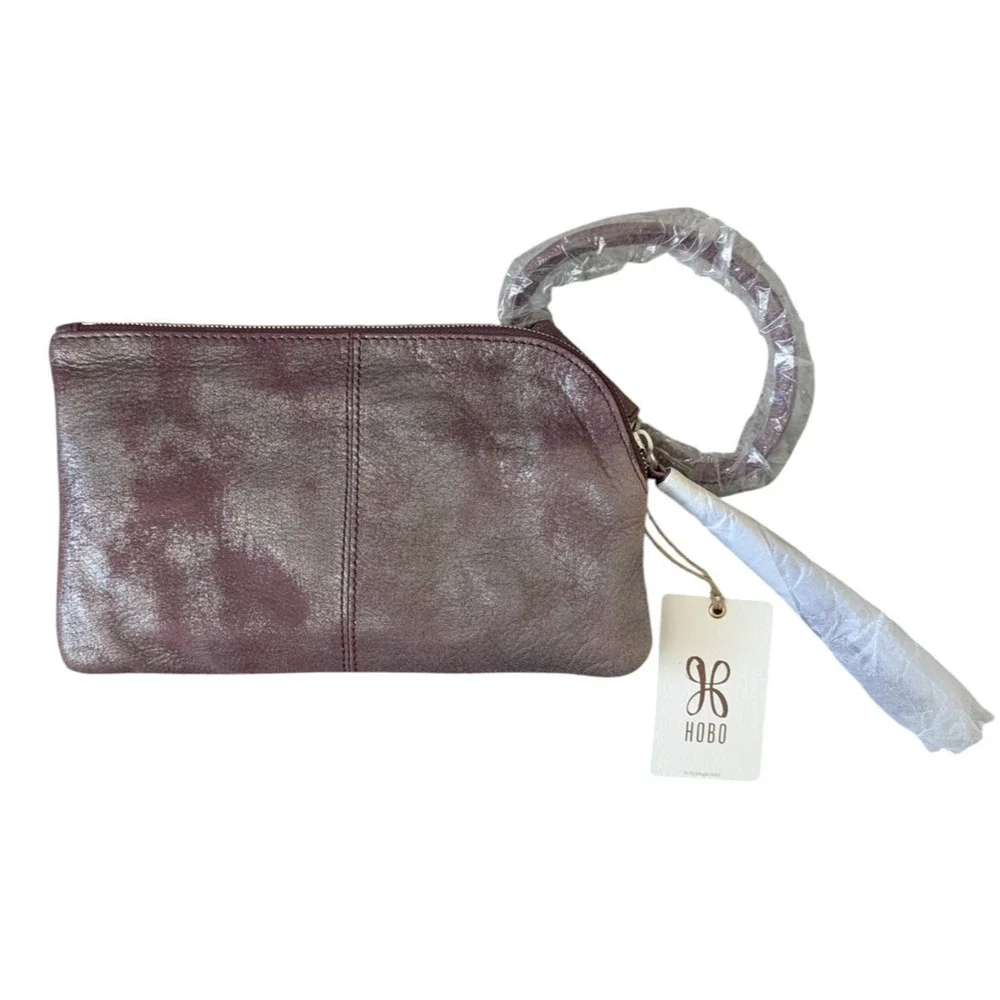 Hobo International Sable Wristlet Wallet Clutch Plum Graphite Purple New Tassel